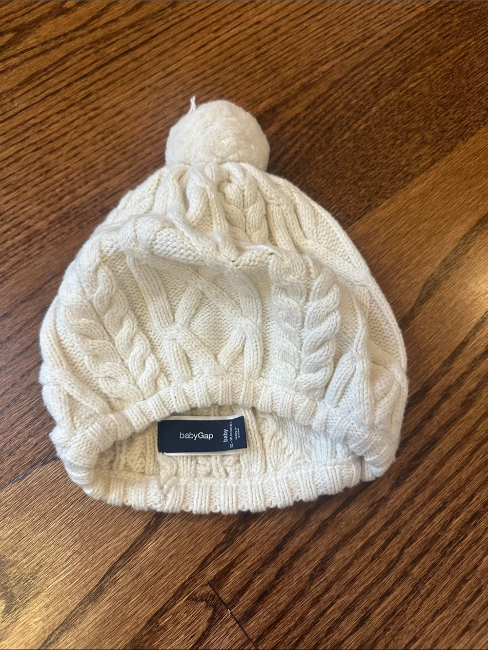 GAP Kids Ivory Cable Knit Pom Beanie
